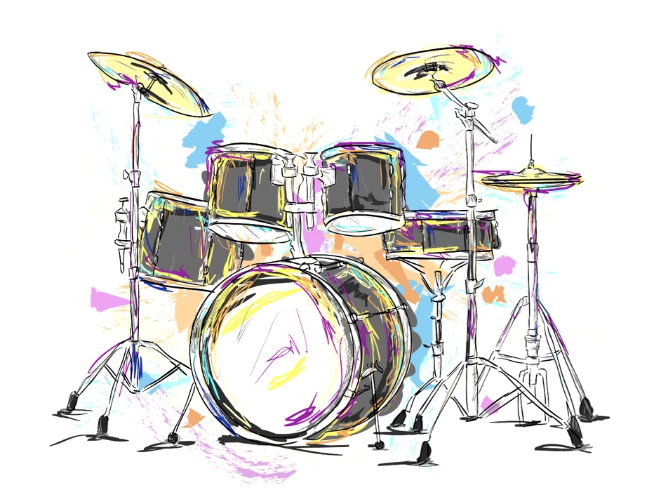 Colorful Drumkit Drawing